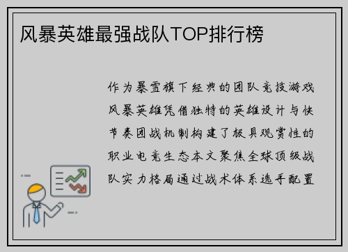 风暴英雄最强战队TOP排行榜
